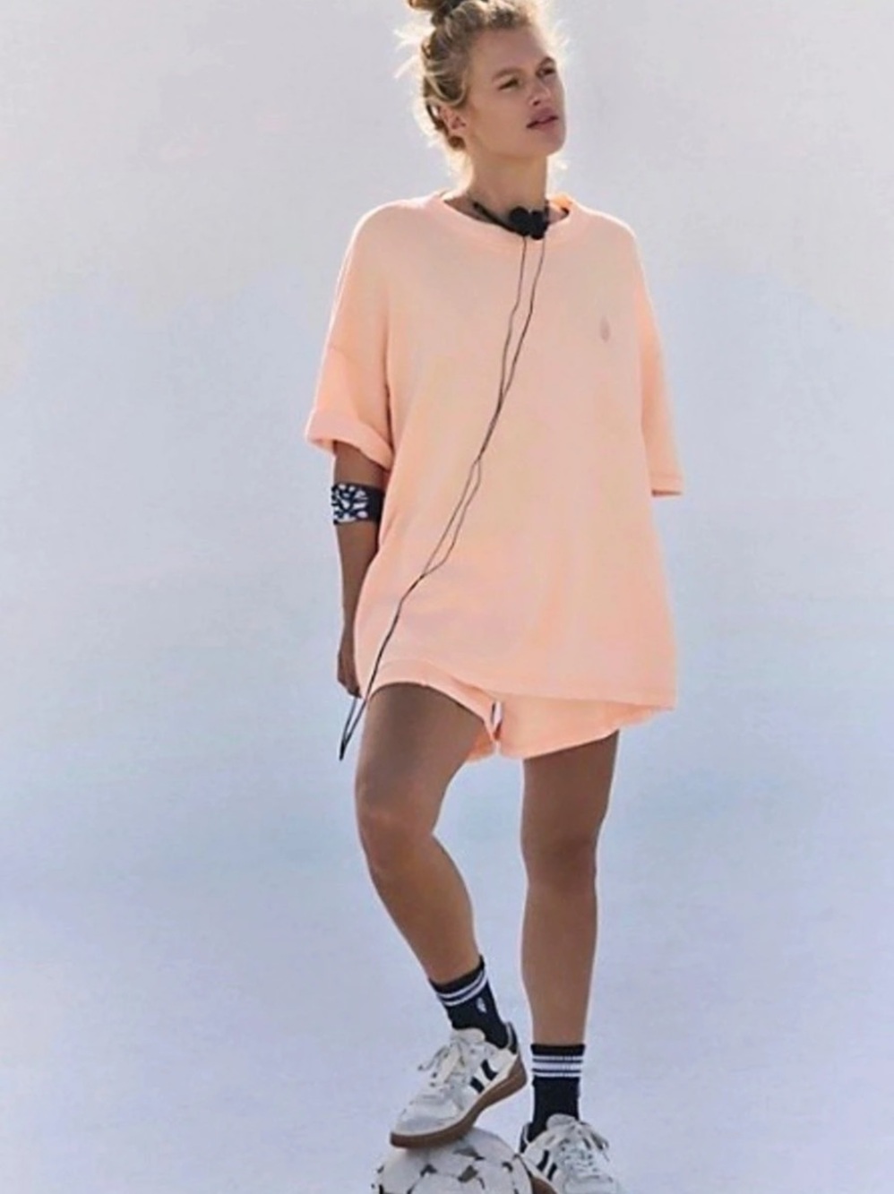 Free People Movement Back Me Up Peach Oversized Top Medium